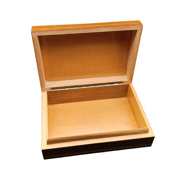 Wooden Jewelry Trinket Box with Intricate Inlay Design - Picture 2 of 3